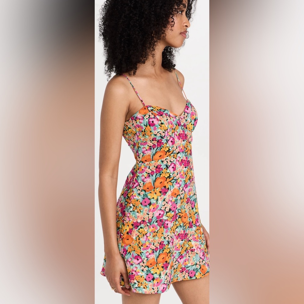 NWT For Love and Lemons Deena Floral Mini Dress Orange Pink Size XS - Picture 14 of 15